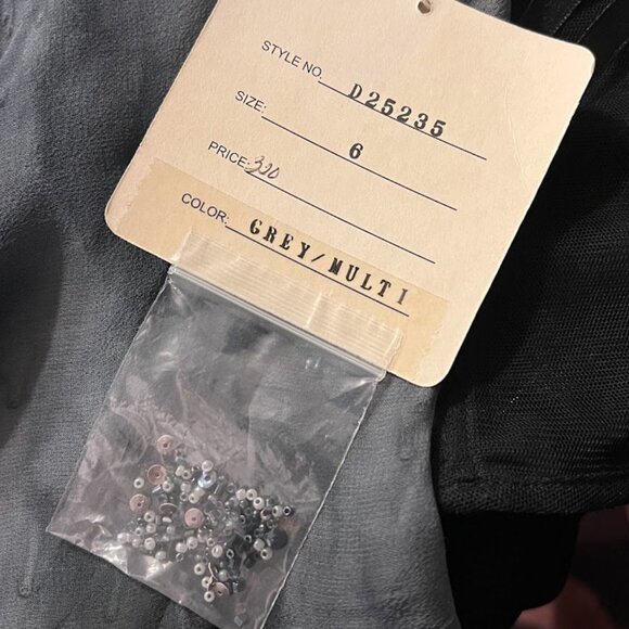 JOVANI $320- SILK, Beaded/Sequin, Spaghetti-strapped, Rough-edged Top - Picture 10 of 10